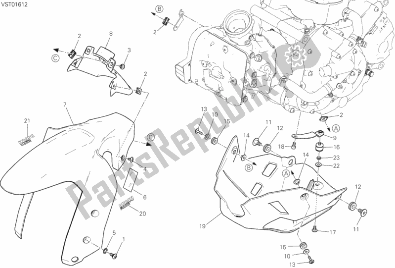 All parts for the 34b - Fairing of the Ducati Multistrada 950 Brasil 2019
